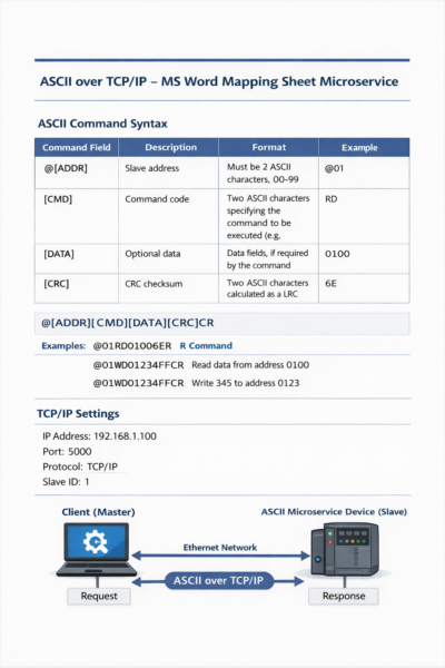 ASCII over TCP/IP – MS Word Mapping Sheet Microservice